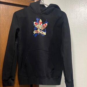 adidas Black Hoodie with Multicolor Logo